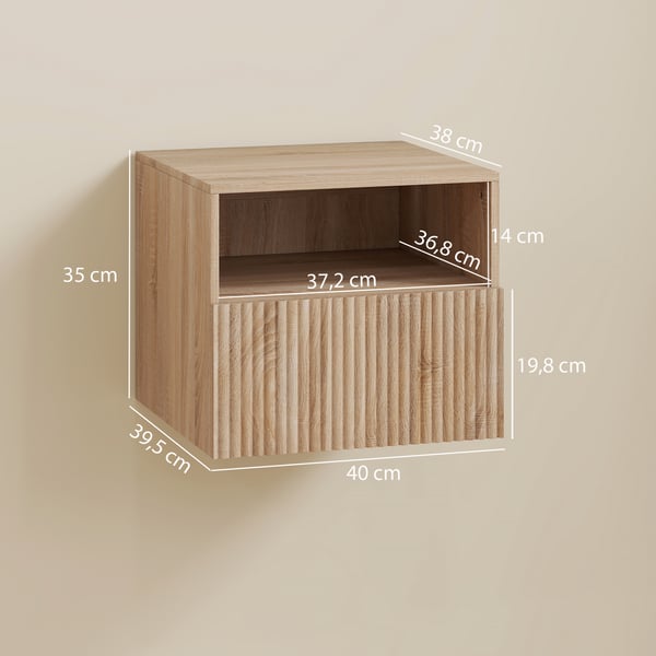 Sängbord 40x39,5x35 cm Ljusbrun, väggmonterad