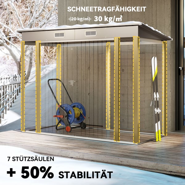 Puutarhavaja, 249x121x166 cm, vaaleanharmaa, metalli