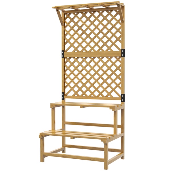 Kukkataso, 2 tasoa, 75x50x166 cm, keltainen, kuusipuu