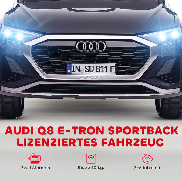 Elektrisk legebil Audi Q8 98x49,5x43 cm sort, plast
