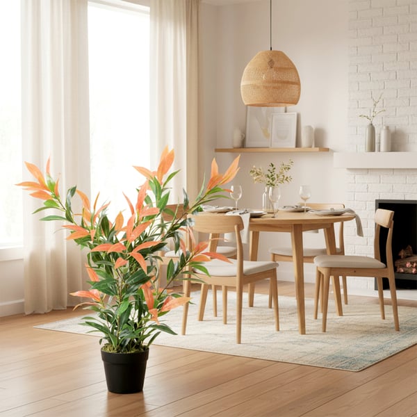Kunstig Photinia plante, 45x45x90 cm, rød grøn, plast