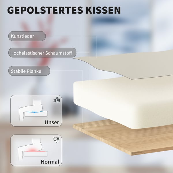 Kontorstol, 65x67x111-119 cm, Beige, kunstlæder