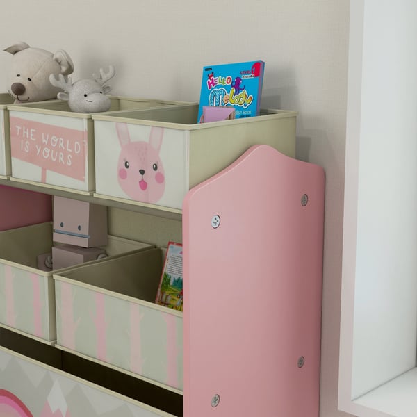 Børnegarderobe, 63x30x66 cm, Pink, Stofopbevaring