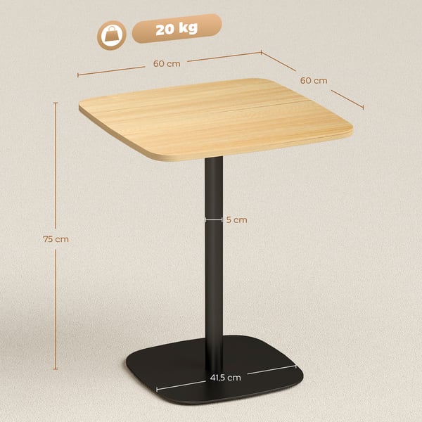 Matbord, 60x60x75 cm, Naturträ+Svart, MDF, Stål