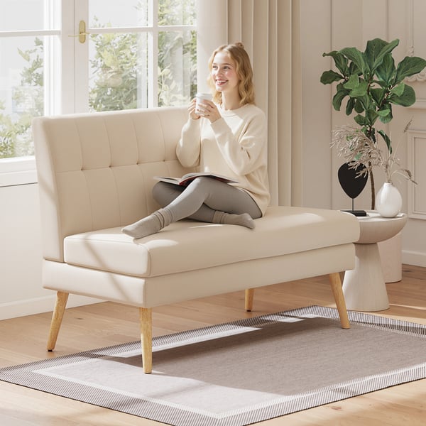 Sofa, 2-personers, 118x68x90 cm, Beige, Hørlook stof