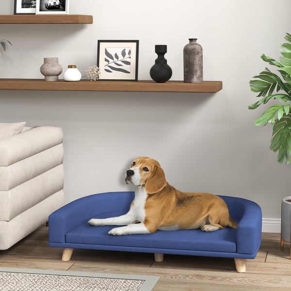 Hundesofa, 98x67x25 cm, Blå, Eukalyptustræ