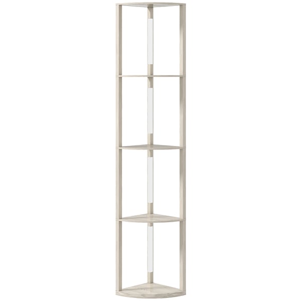 LED gulvlampe, hjørnehylde, 41x30x164 cm, eg, dæmpbar
