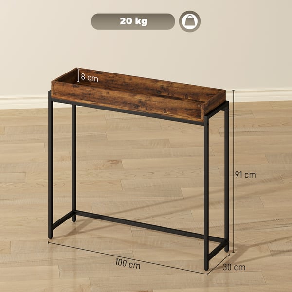 Konsolbord, 100x30x91 cm, Brun, Metal og Spånplade