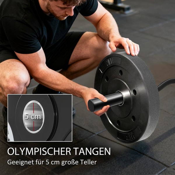 Olympisk vægtstang, 5x120 cm, sort stål