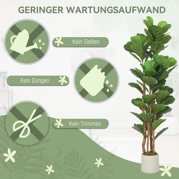 Kunstig Fiddle Leaf Fig Træ, 50x50x150 cm, Grøn, Plastik