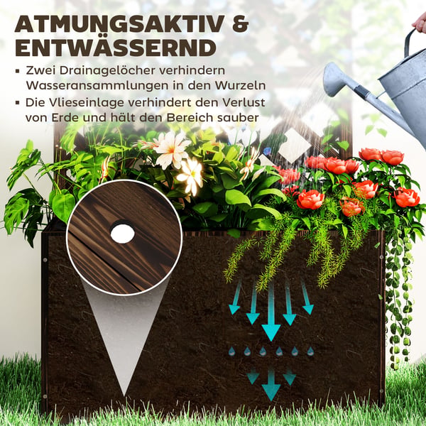 Upphöjd planteringslåda med spaljé, 64x33x122 cm, Svartbetsad, Trä