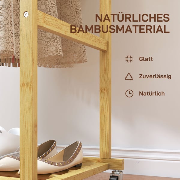 Vaateripustin 80x40x160 cm luonnollinen, bambu