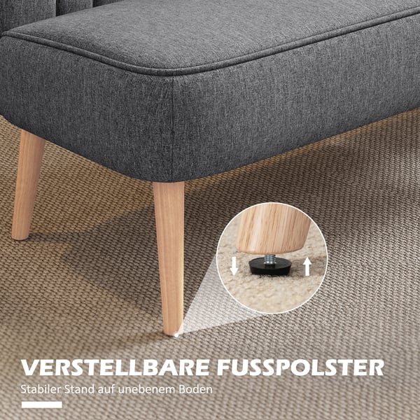 Soffa, 2-sits, 117x56,5x77 cm, Grå, Linne-look tyg