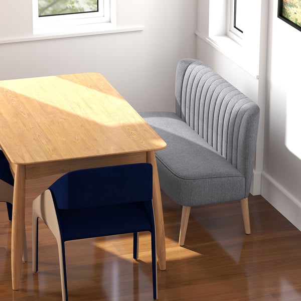 Soffa, 2-sits, 117x56,5x77 cm, Grå, Linne-look tyg