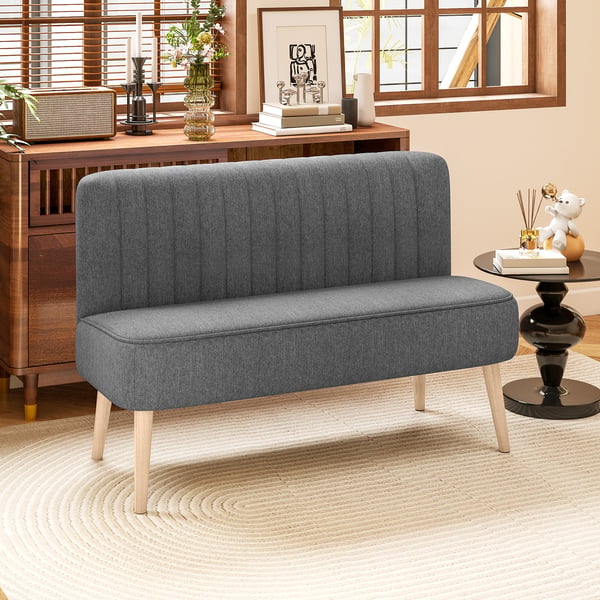 Soffa, 2-sits, 117x56,5x77 cm, Grå, Linne-look tyg