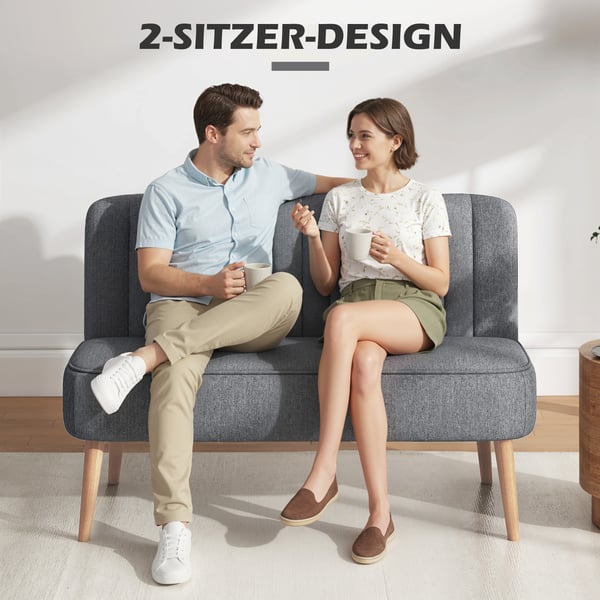 Soffa, 2-sits, 117x56,5x77 cm, Grå, Linne-look tyg