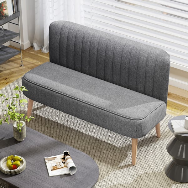 Soffa, 2-sits, 117x56,5x77 cm, Grå, Linne-look tyg