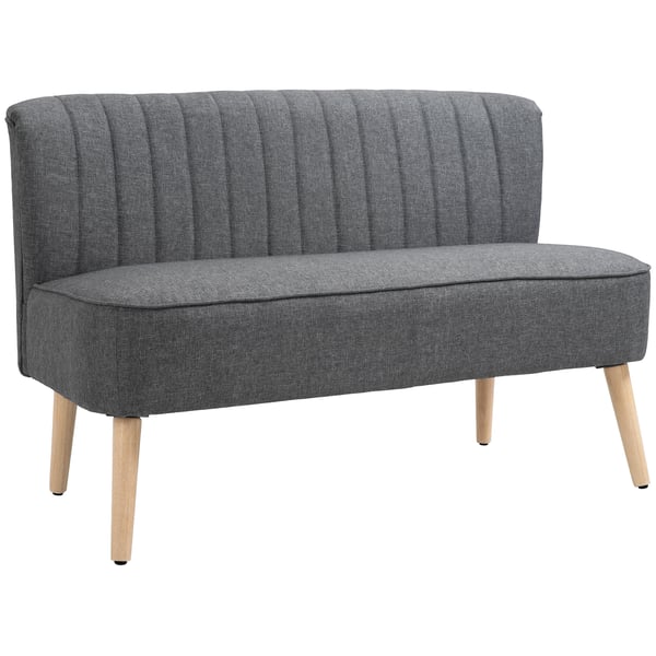 Soffa, 2-sits, 117x56,5x77 cm, Grå, Linne-look tyg