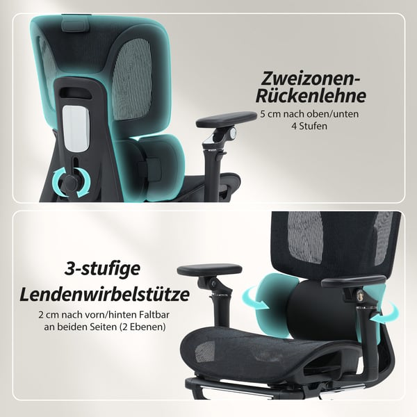Kontorsstol, Ergonomisk skrivbordsstol, 67x71x114 cm, Svart, Mesh