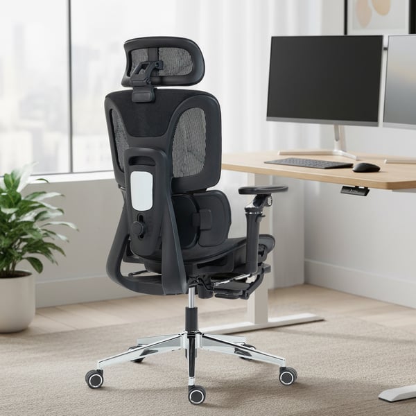Kontorsstol, Ergonomisk skrivbordsstol, 67x71x114 cm, Svart, Mesh