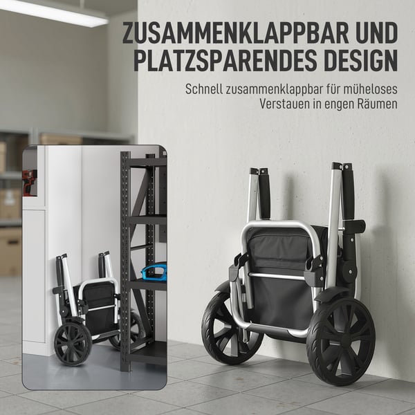 Indkøbsvogn 45,5x35,5x97 cm sort, sammenklappelig, aluminium