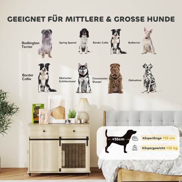Hundebur, 100x56x81 cm, Eg, Træ, Opbevaring
