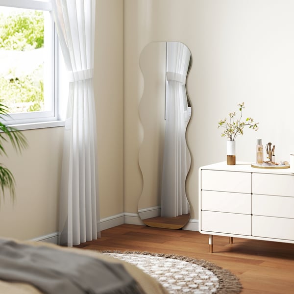 Fuld længde spejl, 50x160 cm, Sort, Træfod