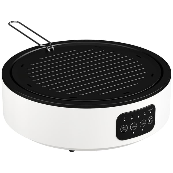 Keramisk spishäll och grill, 34x36x10 cm, vit, glas