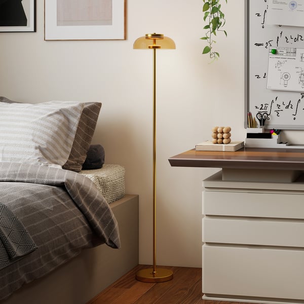 LED Gulvlampe, 25x25x134 cm, Messing, Metal
