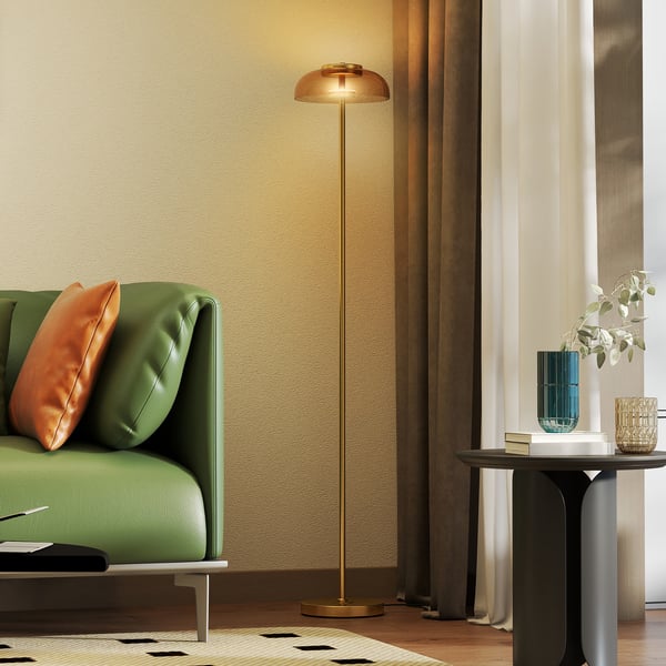 LED Gulvlampe, 25x25x134 cm, Messing, Metal