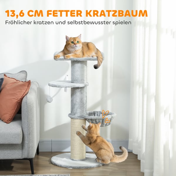 Kattetårn, 48x103,5 cm, Lysegrå, Sisal, Plysstof
