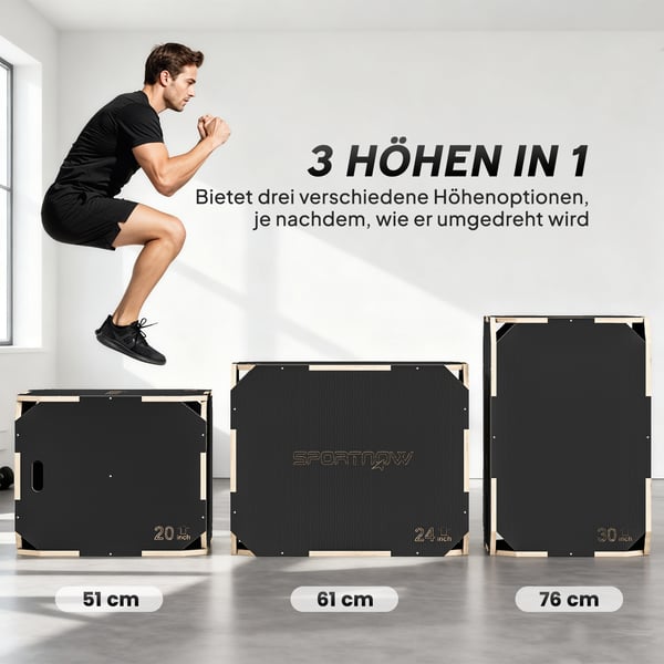 Plyo Box, 76x61x51 cm, Musta, Puu