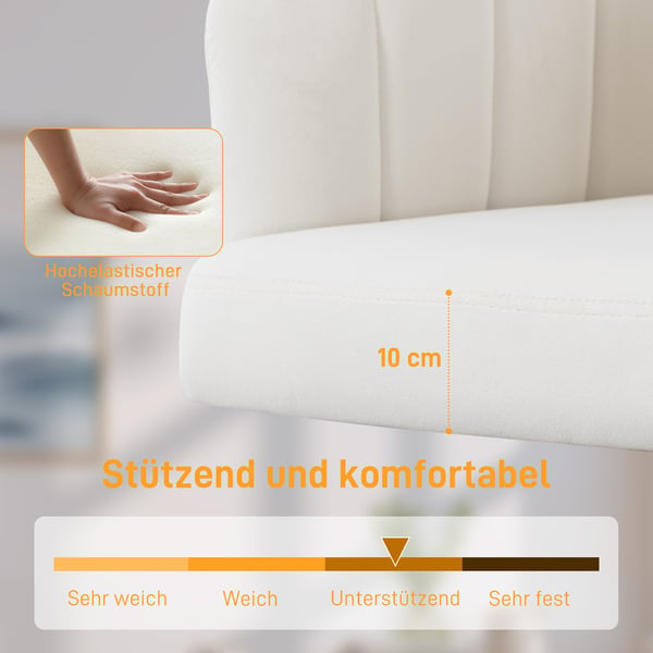 Kontorstol, 61x60x83.5-92.5 cm, cremehvid, fløjl look