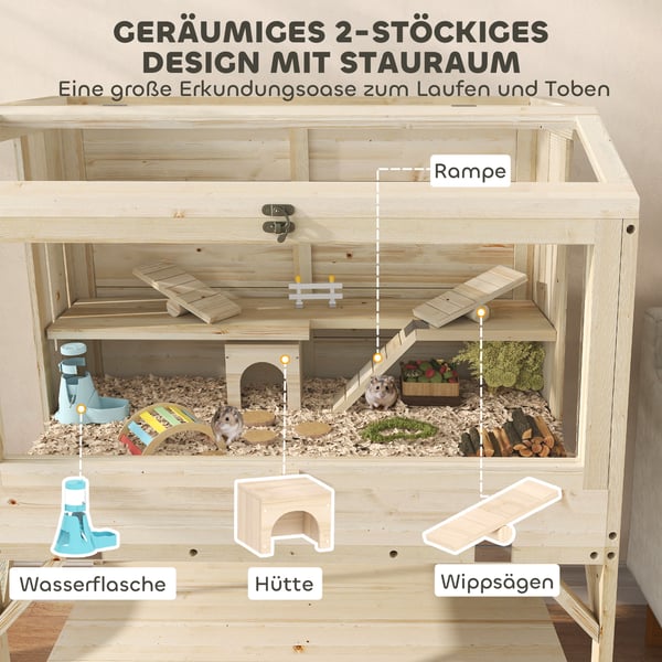 Hamsterbur, 84x53x110 cm, naturtræ, opbevaring