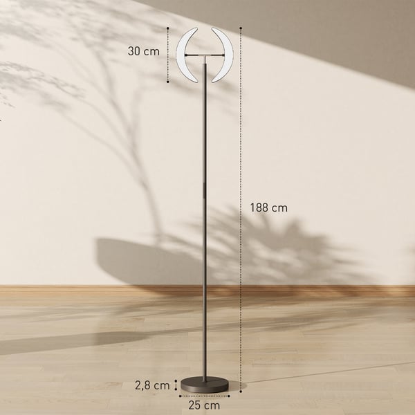 Gulvlampe, RGB dæmpbar, 30x188 cm, Sort, Metal