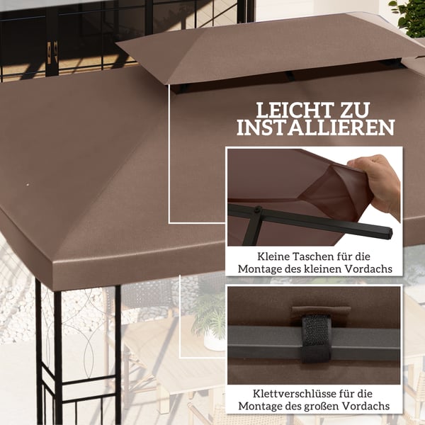 Erstatningstag til havepavillon, 300x400 cm, brun, polyester
