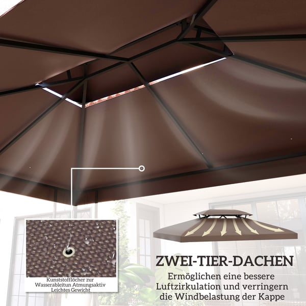 Erstatningstag til havepavillon, 300x400 cm, brun, polyester