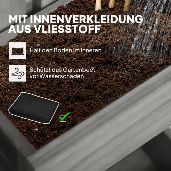 Plantekassesæt, 60x16x80 cm, Grå, Massivt Træ