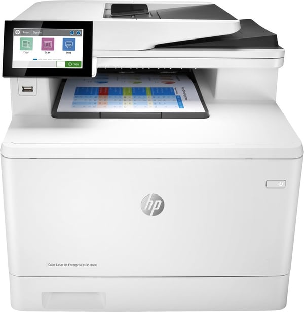 HP Color LaserJet Enterprise MFP M480f, väri, yritystulostin, tulostus, kopiointi, skannaus, faksi, kompakti koko; vahva tietoturva; kaksipuolinen tulostus; 50 arkin automaattinen dokumentinsyöttölaite; energiatehokas