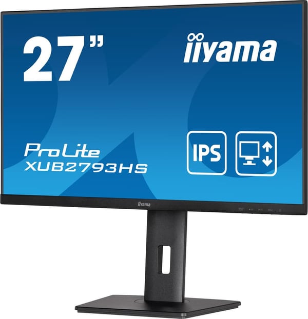 iiyama ProLite 27” Full HD IPS-skærm med edge-to-edge design, perfekt til opsætninger med flere skærme og højdejusterbart stativ