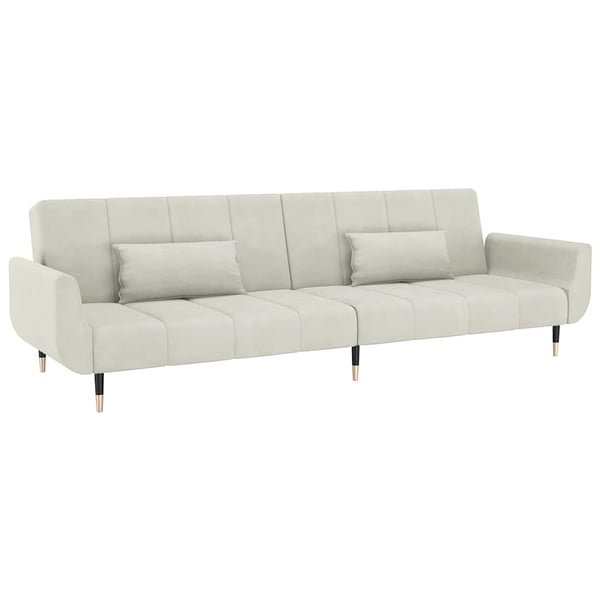 vidaXL 2-personers sovesofa med 2 puder fløjl cremefarvet