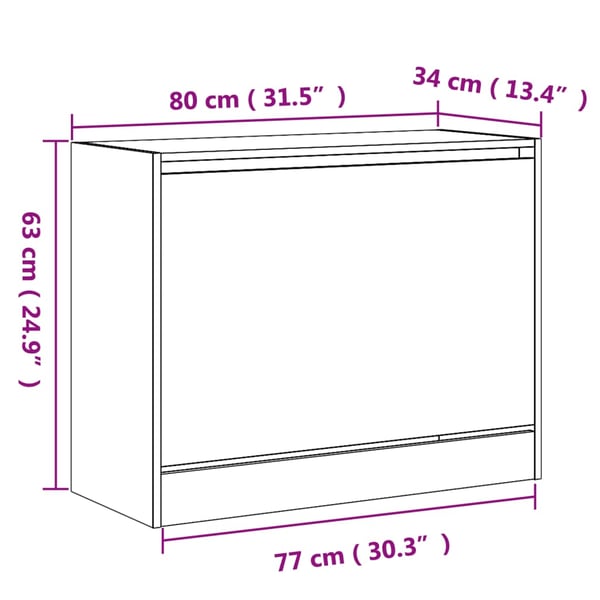 vidaXL Skoskap røkt eik 80x34x63 cm konstruert tre