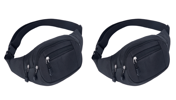 Svart midjeveske med flere rom 2-pack