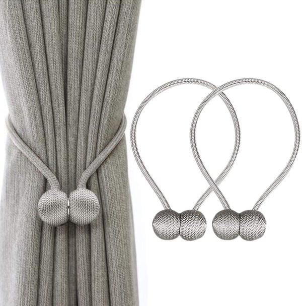Magnetisk gardinholder Sølvgrå 4-pack