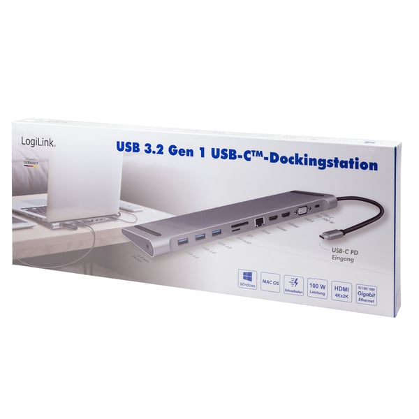 USB-C Dock 11-i-1 HDMI/VGA/RJ45/USB-C 100W