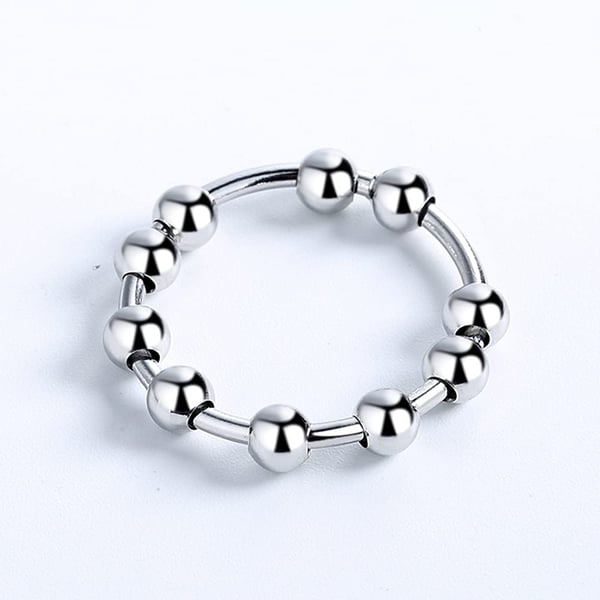 Antistressring med 10 roterbare perler kobberplatina 18.5 mm