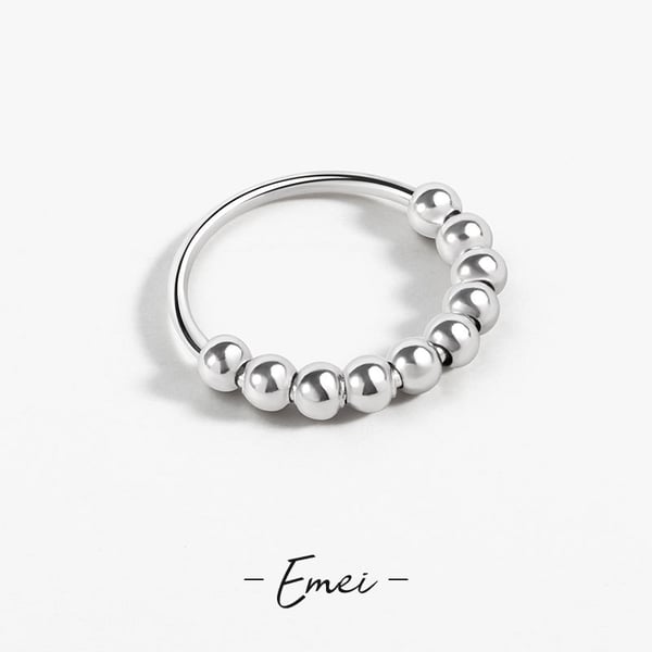 Antistressring med 10 roterbare perler kobberplatina 18.5 mm