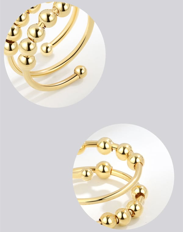 Ring mot stress av kobber, justerbar PlatinumSilver 17 mm