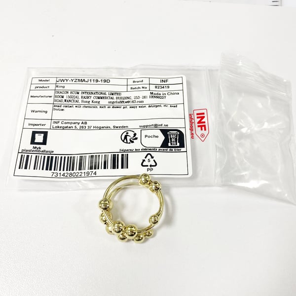 Ring mot stress av kobber, justerbar PlatinumSilver 17 mm