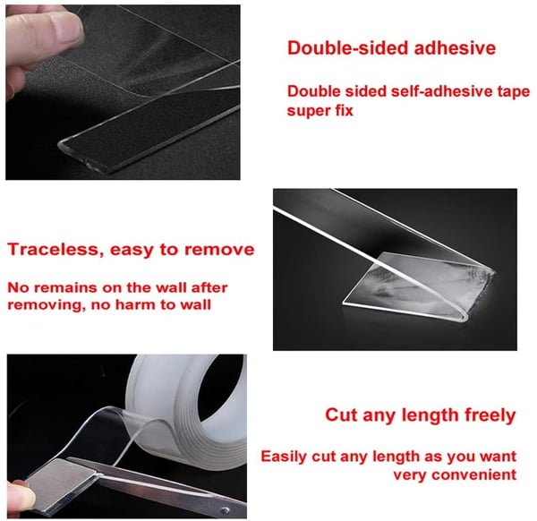 Gjenbrukbar dobbeltsidig nanotape 5 m 2-pack